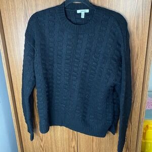 Splendid Sweater Womens XS Black Cable Knit Wool Cashmere Blend